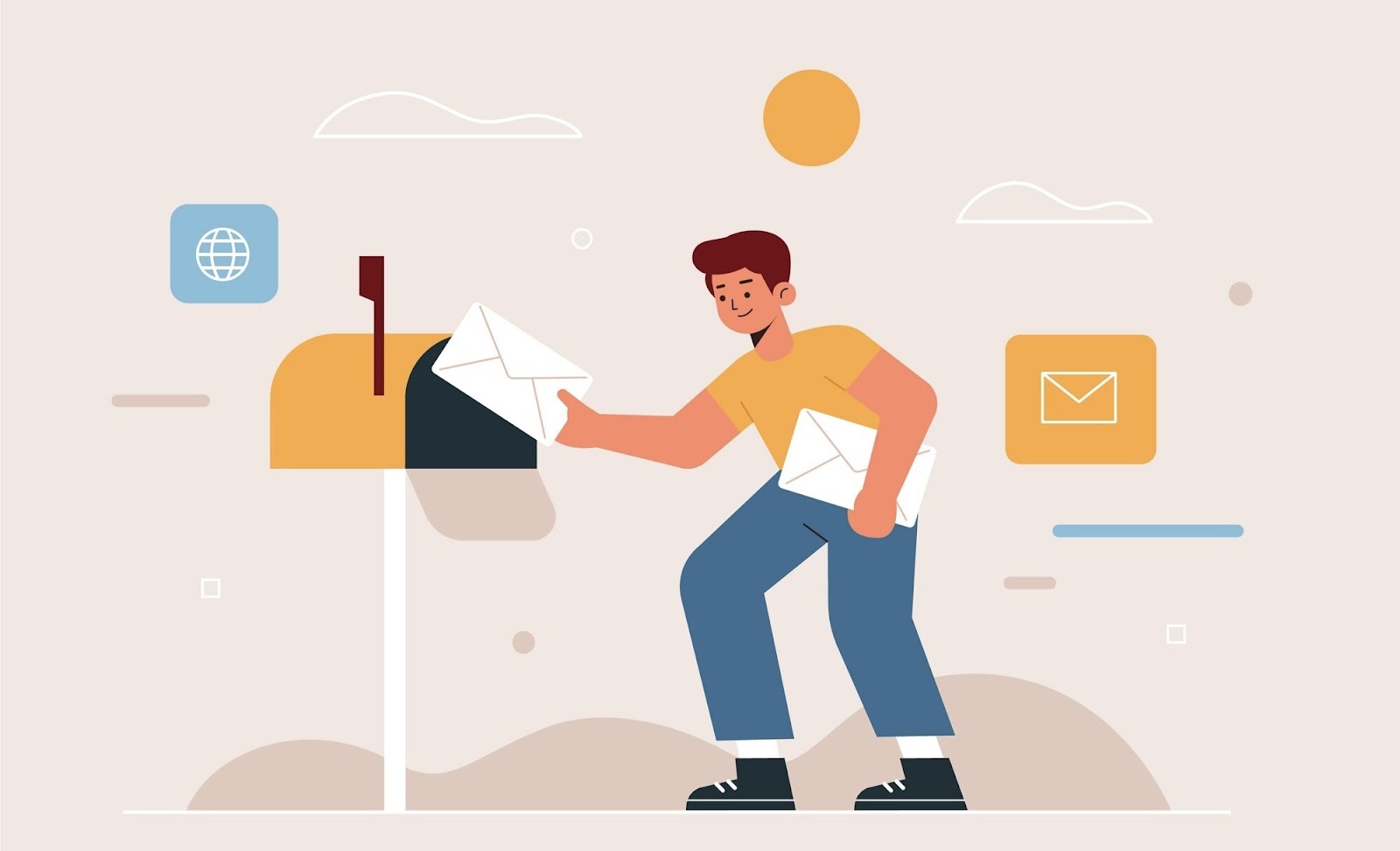 Animated man sending a letter